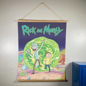 Rick And Morty Cartoon Canvas Wooden Gold Hanger